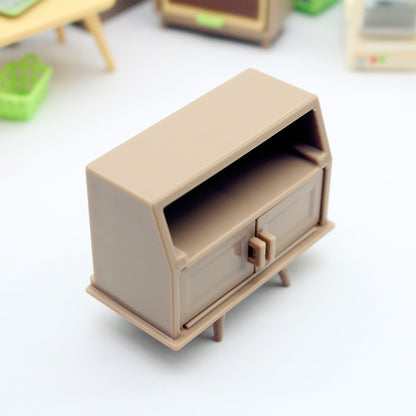 1/12 Miniature Mid Century Sideboard Cabinet, Dollhouse Living Room Credenza Furniture, Mini TV Stand Bookcase Prop for OB11 Blythe Scene